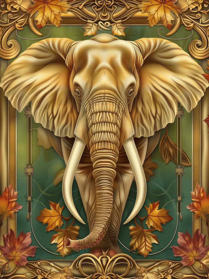 Elefante Aggraziato Art Nouveau - Stampe d'Arte Murale del Regno Animale in Stile Art Nouveau – Opera d'Arte 8″x10″ per Cornice 11″x14″ per la vendita all'ingrosso da parte di Mowbi