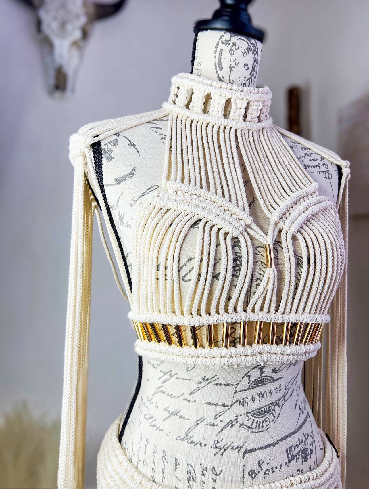 NATURAL Zamna Luxury handmade festival set in macrame, Goddess Set. for wholesale on Faire1