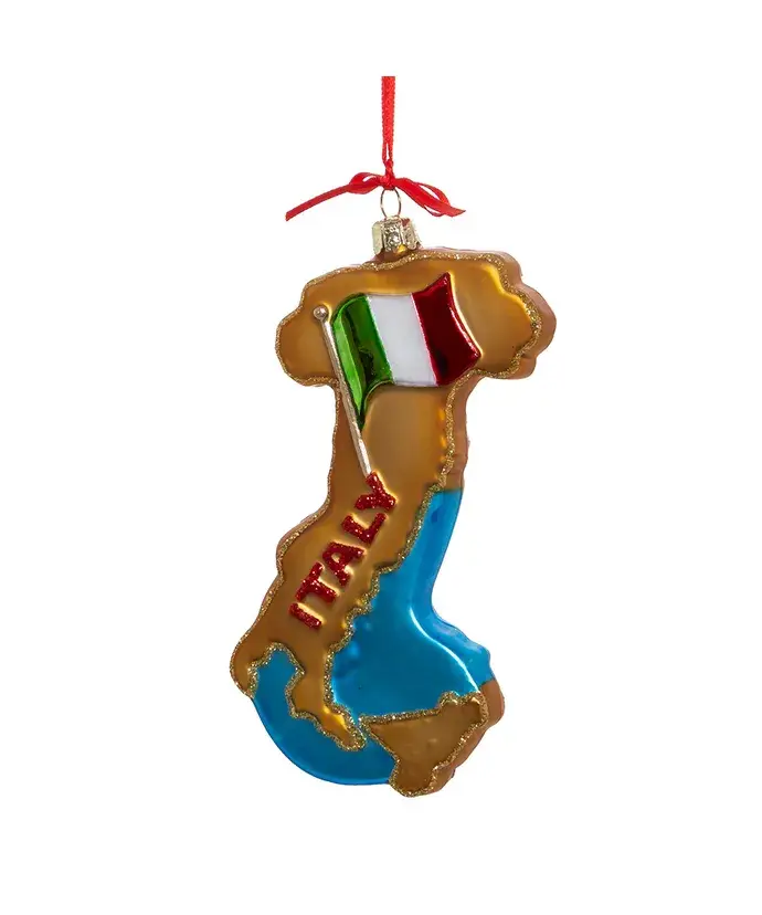 Kurt S. Adler, Inc. - Wholesale Ornament - 5.5"GLASS ITALY MAP ORNAMENT1