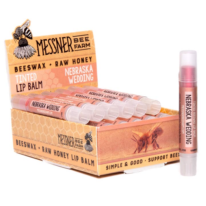 Nebraska Wedding Tinted Lip Balm for wholesale by Messner Bee Farm