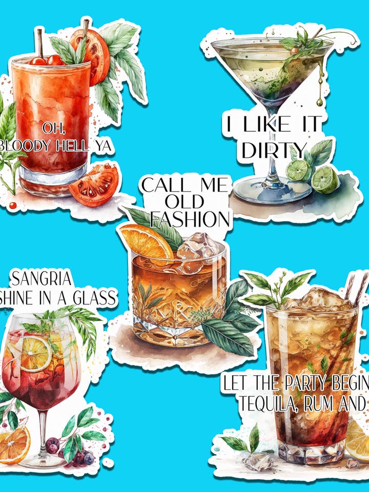 Klistermærker, Alkohol, Sjove cocktails for engroshandel hos Sassy Talkin