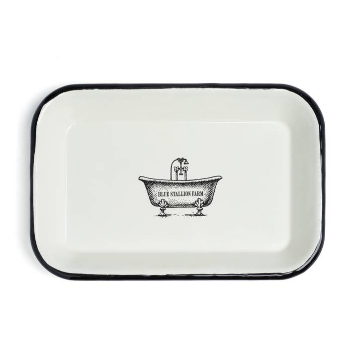 Blue Stallion Farm – wholesale Bath soap dish – IVORY ENAMEL BAR SOAP CADDY TRAY