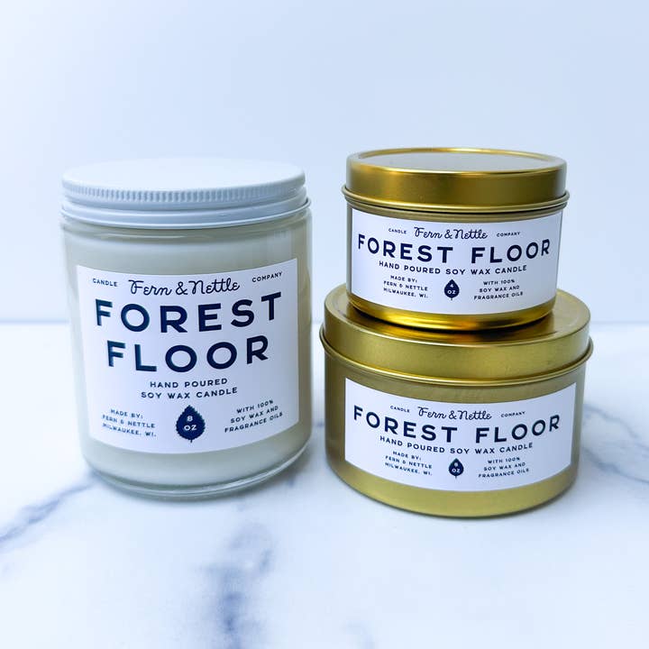 Forest Floor Soy Wax Candle for wholesale by Fern and Nettle