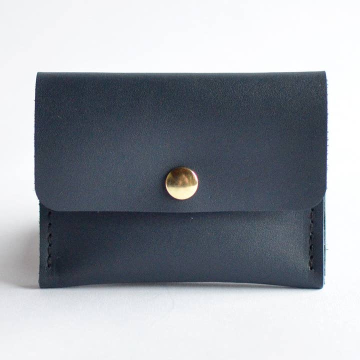 Mini Wallet Card Holder - Navy Blue Leather for wholesale by Moss Bags