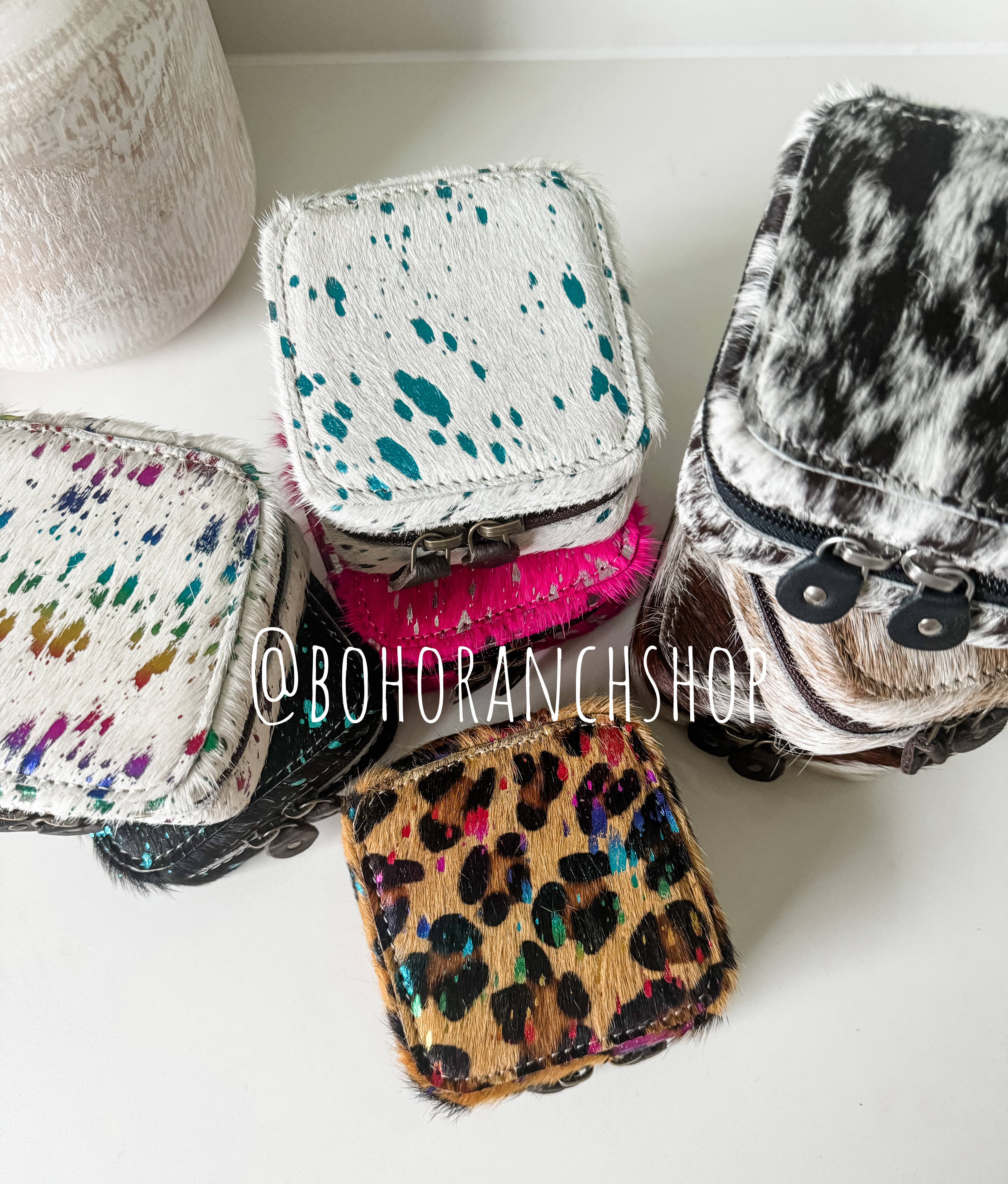 Boho Ranch Shop - Wholesale Jewelry Box/Organizer - MINI COWHIDE JEWELRY BOX Western - travel storage gifts5