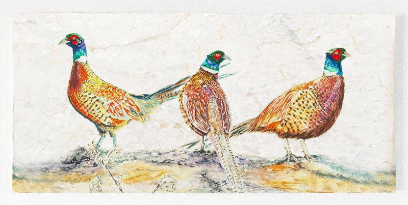 Country Creation - Wholesale Platter - Marble Platter Large - Pheasant Bouquet