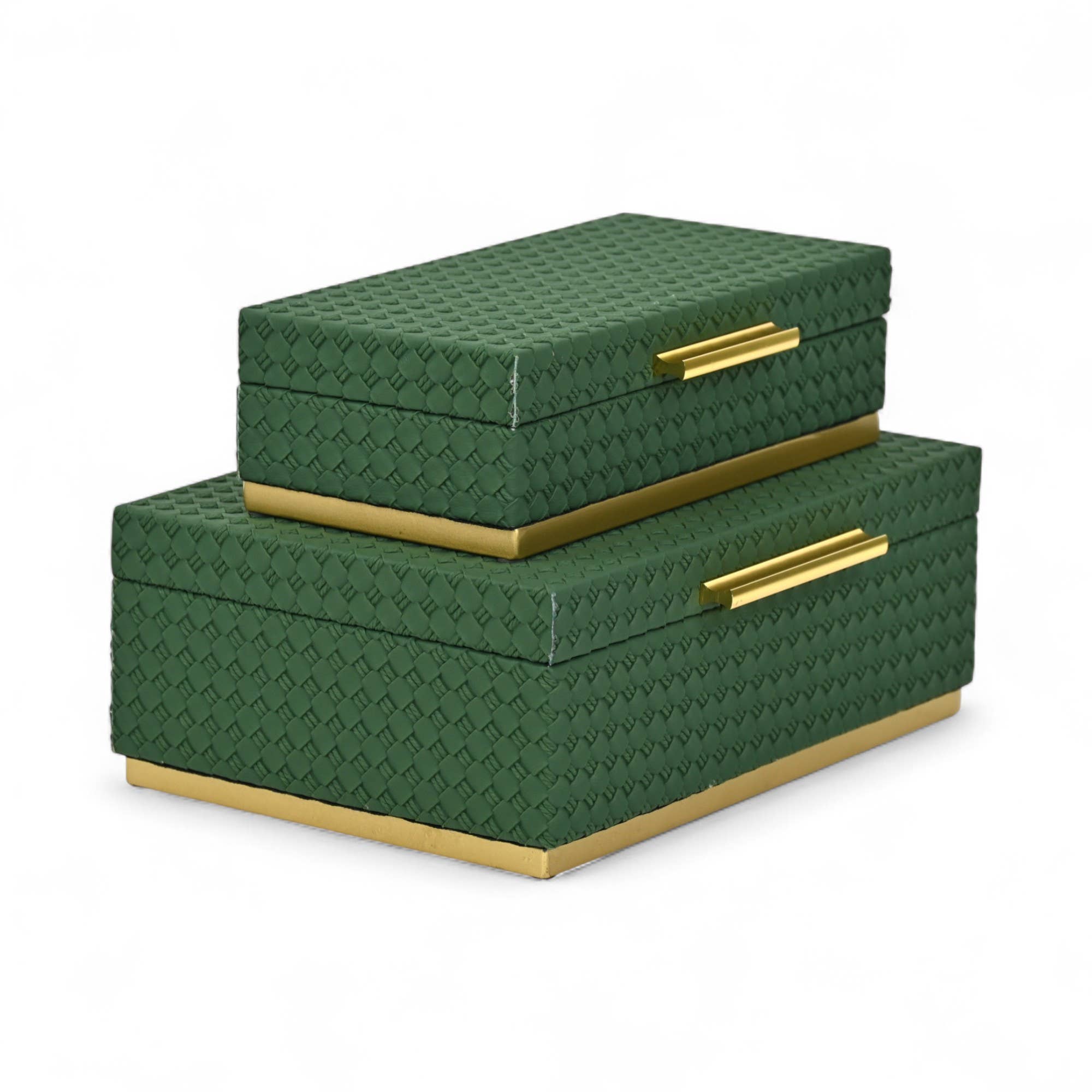 Cheungs Home Decor - Wholesale Decorative Box - Double Weave Pattern Rectangle Box Set with Gold Hardware9