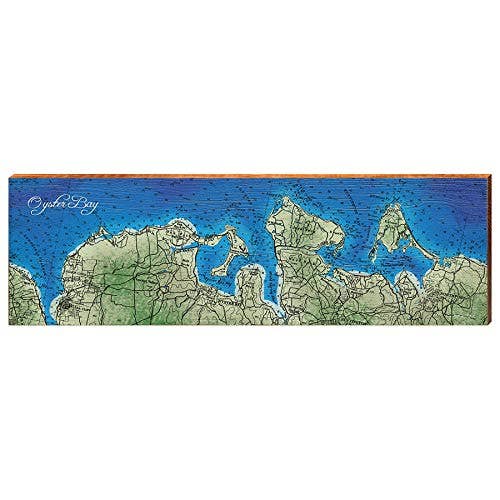 Carte d'Oyster Bay, décoration d'intérieur, impression artistique sur bois véritable pour la vente par Mill Wood Art