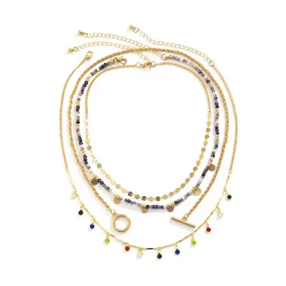 gold Retro Color  Tassel Stacking Crystal Necklace wholesale for wholesale on Faire3