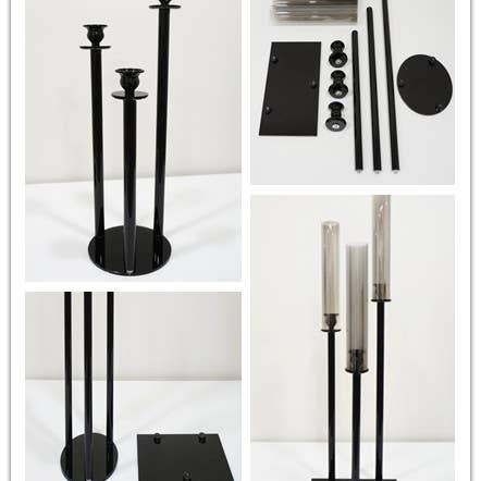 Sweet Home Deco - Vendita all'ingrosso Portacandele - Candelabro/portacandele Hurricane in cristallo da 40" T a 3 bracci nero