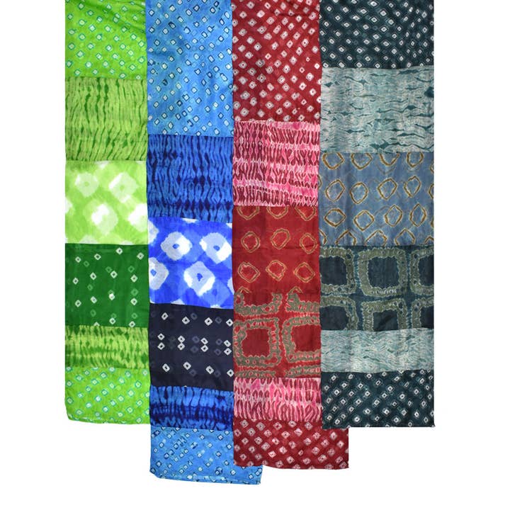 Jaguar Patchwork Silk Scarf for wholesale by Dupatta Designs