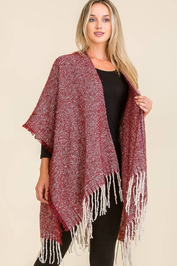 SOM VIST Flosset Tæppe Sjals Åben Silhuet Poncho for engroshandel på Faire5