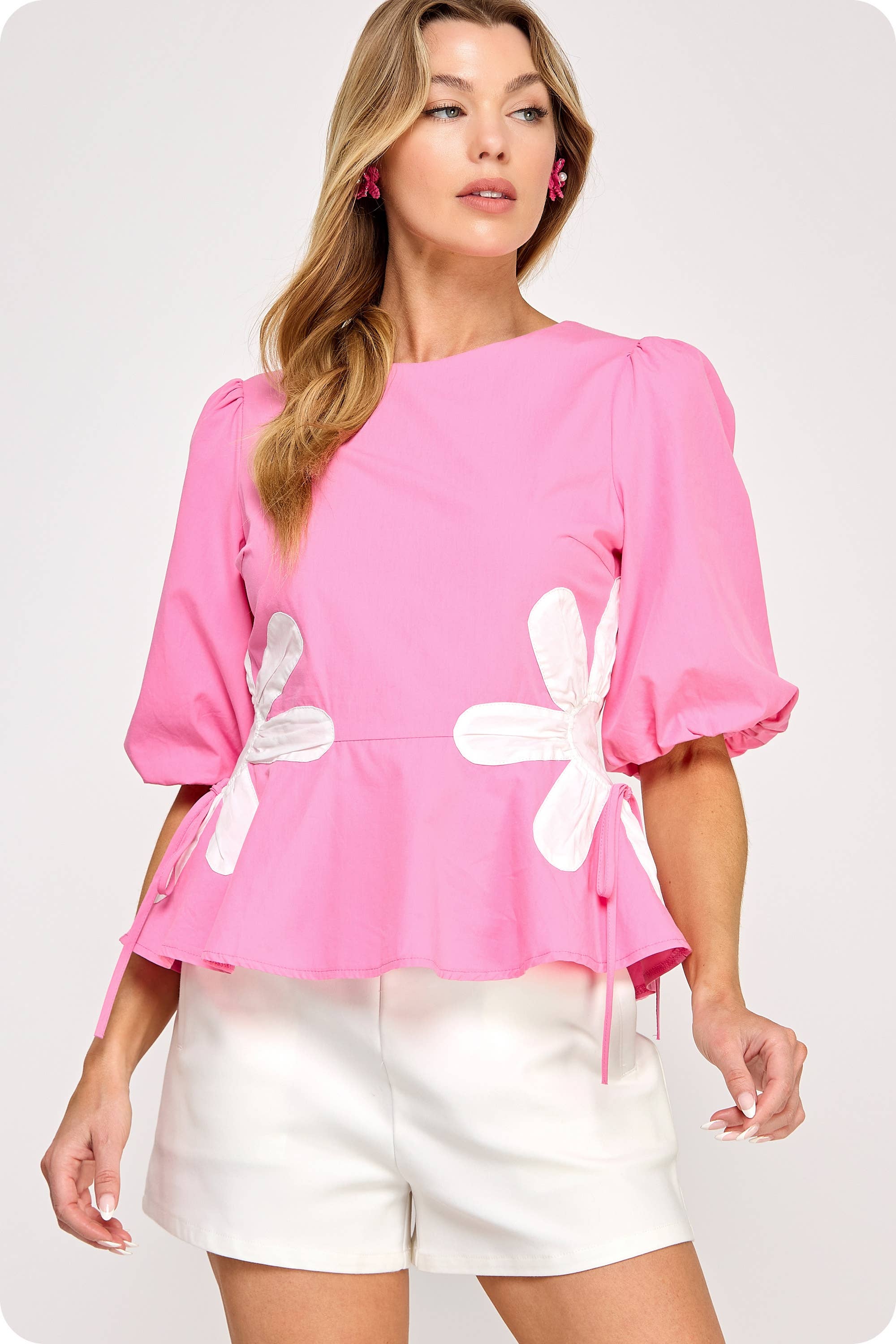 Strut & Bolt - Wholesale Blouse - Women's - Flower Color-Block Poplin Top23