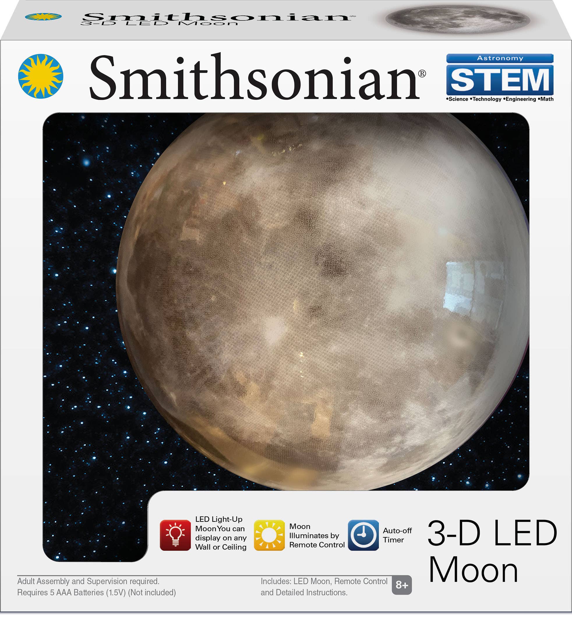 Toysmith - Wholesale Toy Set - Kids - Smithsonian 3D LED 7" Moon