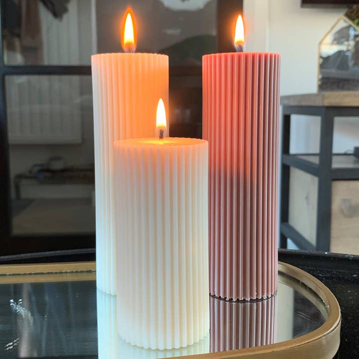 A'lure Scents - Wholesale Pillar Candle - A’lure Striped Pillar Candle M – Oyster1