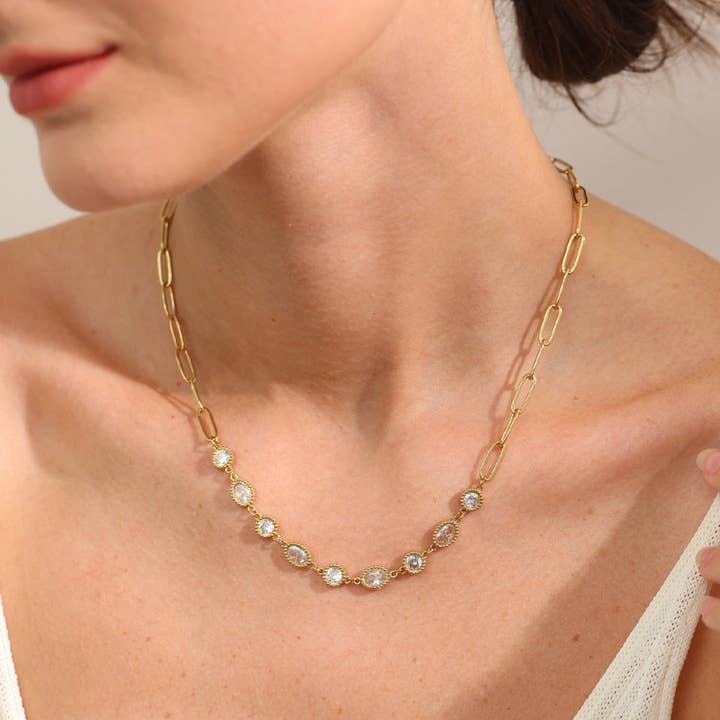 CZ Sparkly Necklace - Gold or Silver for wholesale by Misgraceful