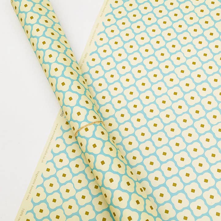 Flower Wrapping Paper (Blue) for wholesale by Anne Davison Studio