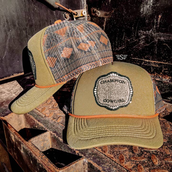 Flying S Company - Wholesale Trucker Hat - Women's - Champion Cowgirl Printed Mesh Trucker Cap