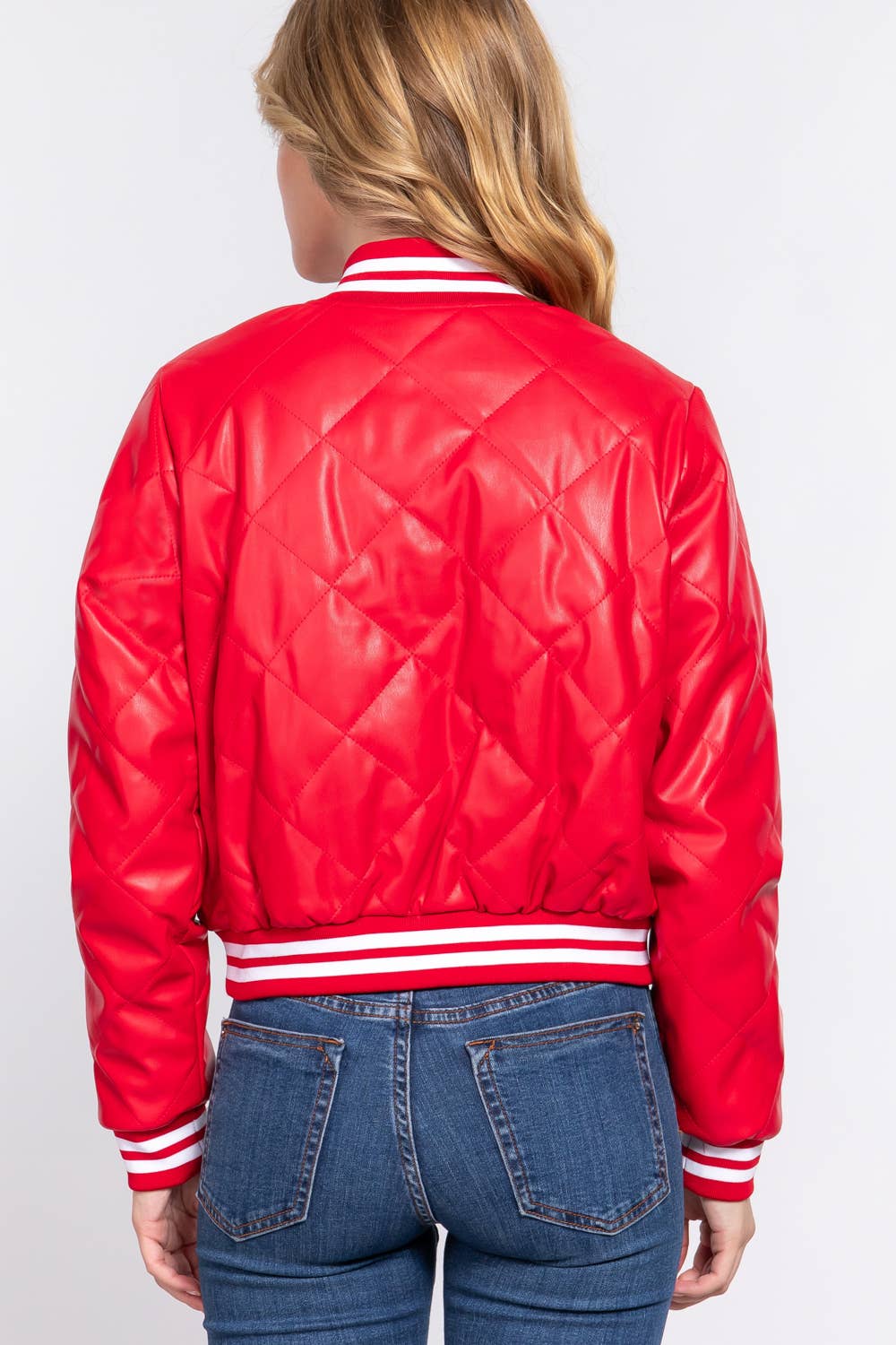 Active Basic | Active USA – Engroshandel Bomberjakke - Dame – Langærmet quiltet bomberjakke i kunstlæder (PU)6