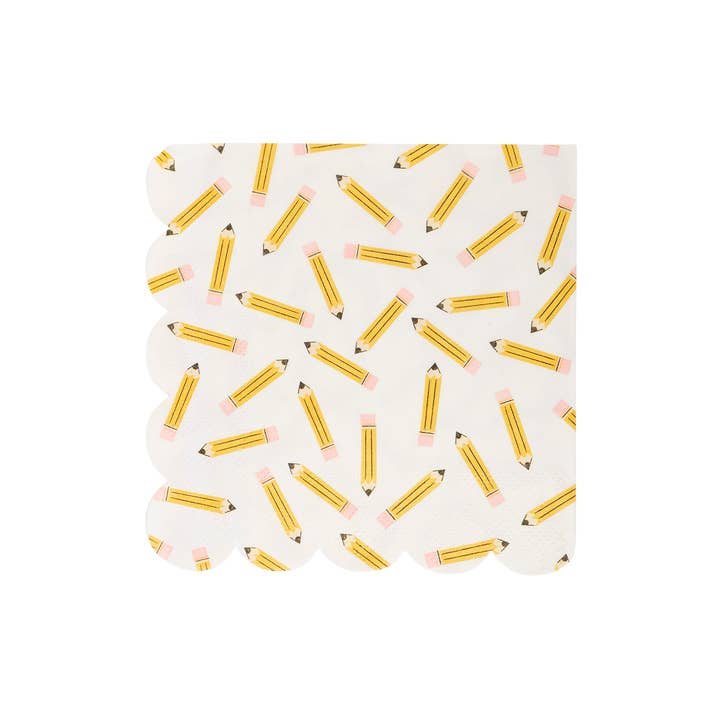 My Mind’s Eye - Wholesale Disposable Napkin - BTS1035 - Pencil Pattern Scallop Cocktail Napkin