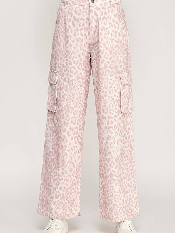 VIP52979 - Rosa Leopard Cargo-Hose für den Großhandel von The vintage shop