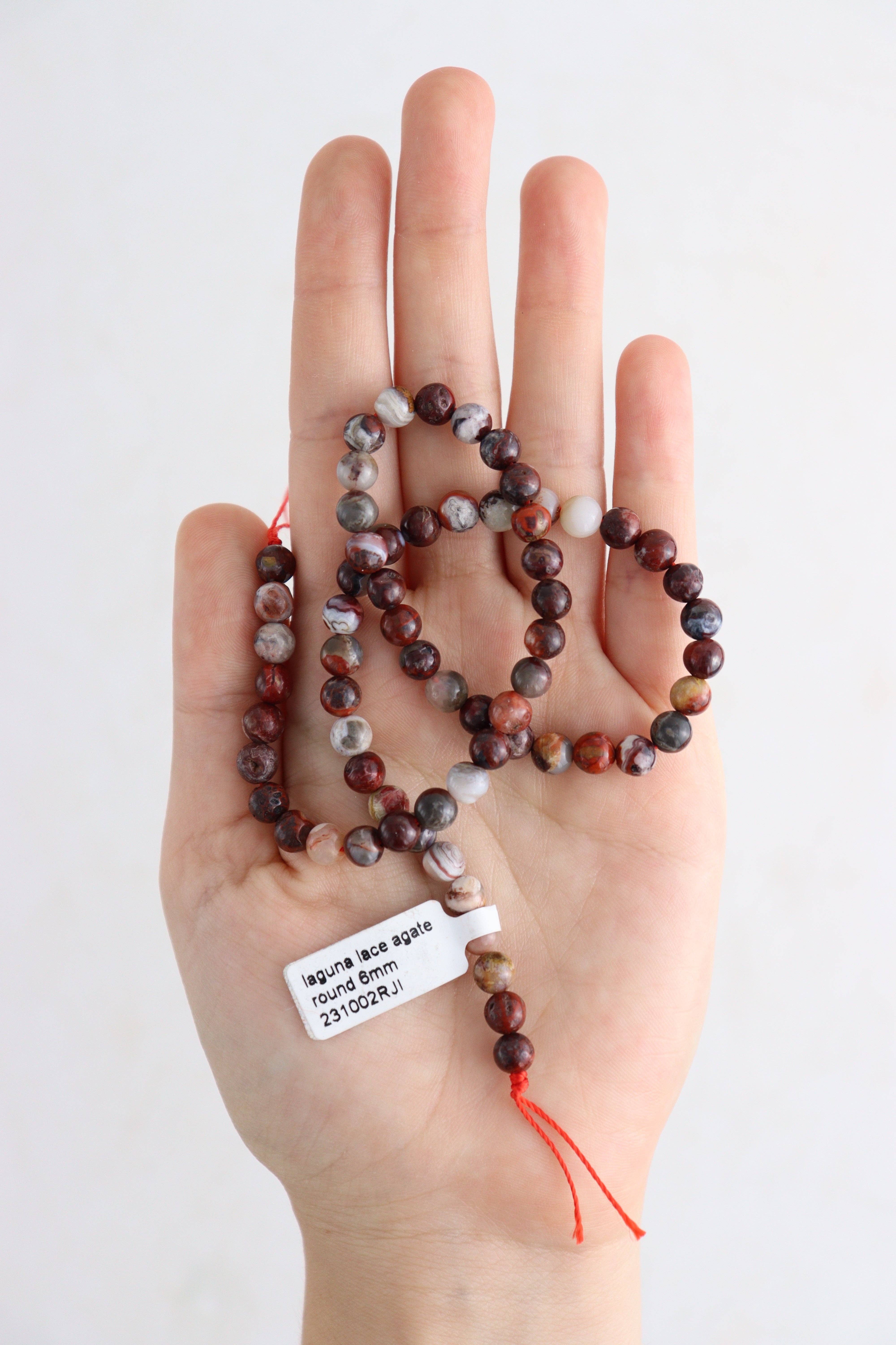 Mi Esperanza Minerals - Wholesale Beads - Laguna Lace Agate Round 6mm Beads1