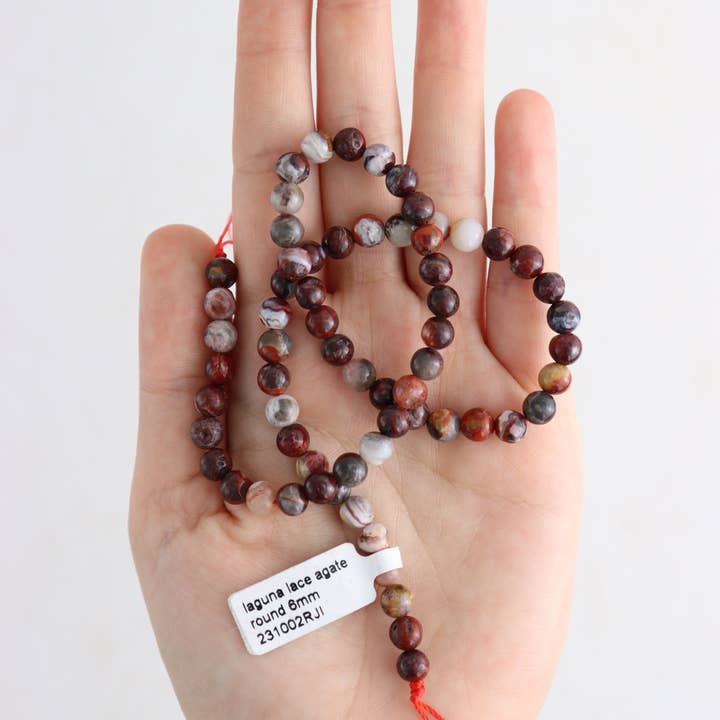 Mi Esperanza Minerals - Wholesale Beads - Laguna Lace Agate Round 6mm Beads1