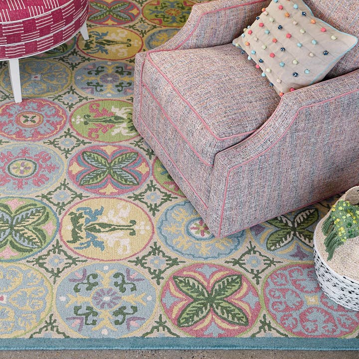 Mosaic Tiles Hand-Hooked Wool Rug for wholesale by Company C