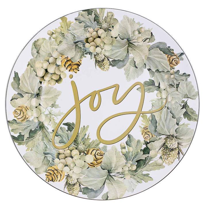 Emerald Wreath Charger White/Gold 13" for wholesale by The Royal Standard