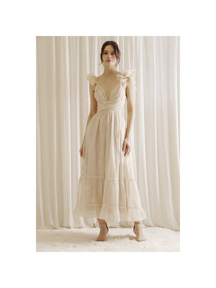 STORIA - Wholesale Dress - Women's - LD2163- Monochromatic Embroidered Maxi Dress