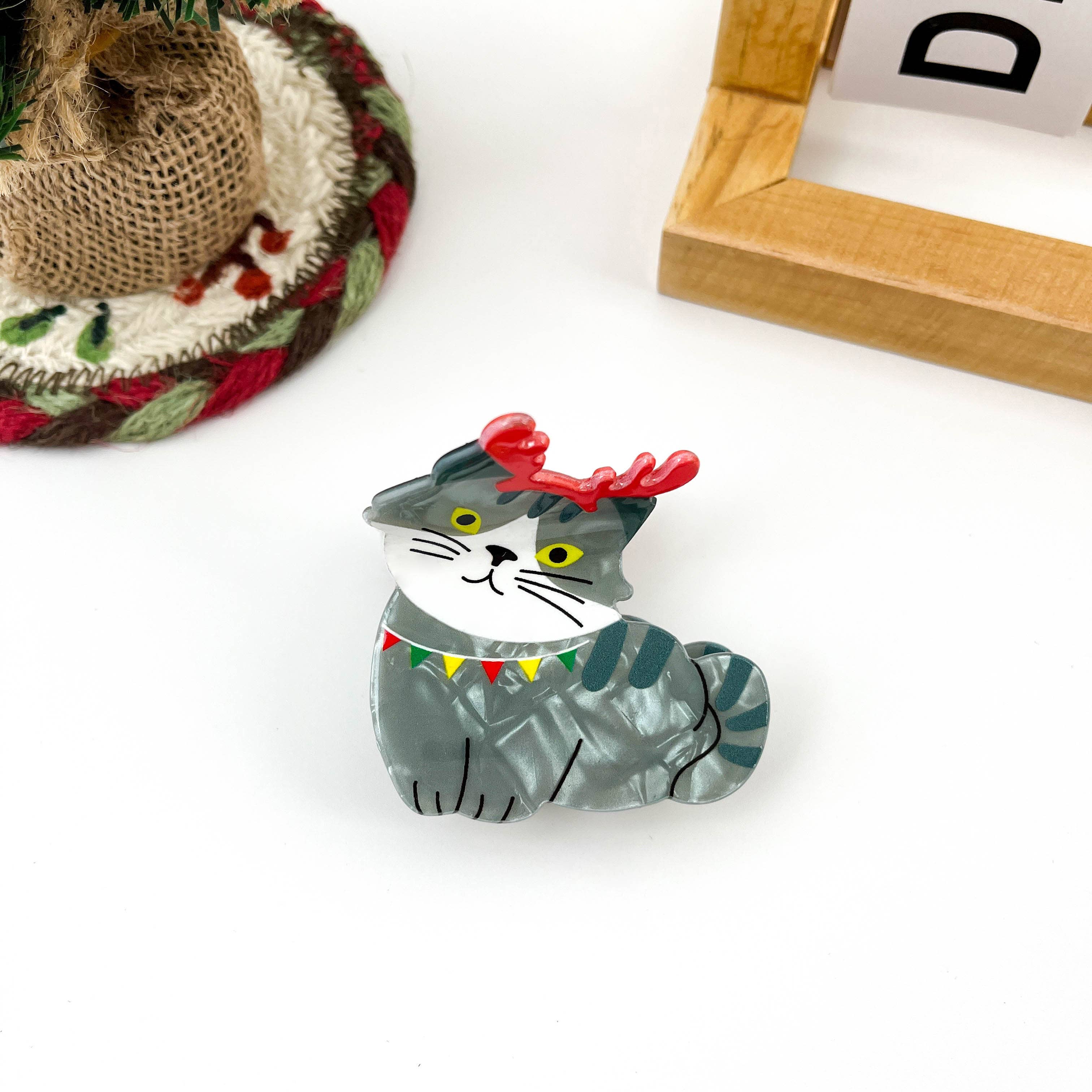 mildstyles - Wholesale Hair Clip - Women's - Winter Scarf Animal Acrylic Printed Christmas Hair Claw Clip0