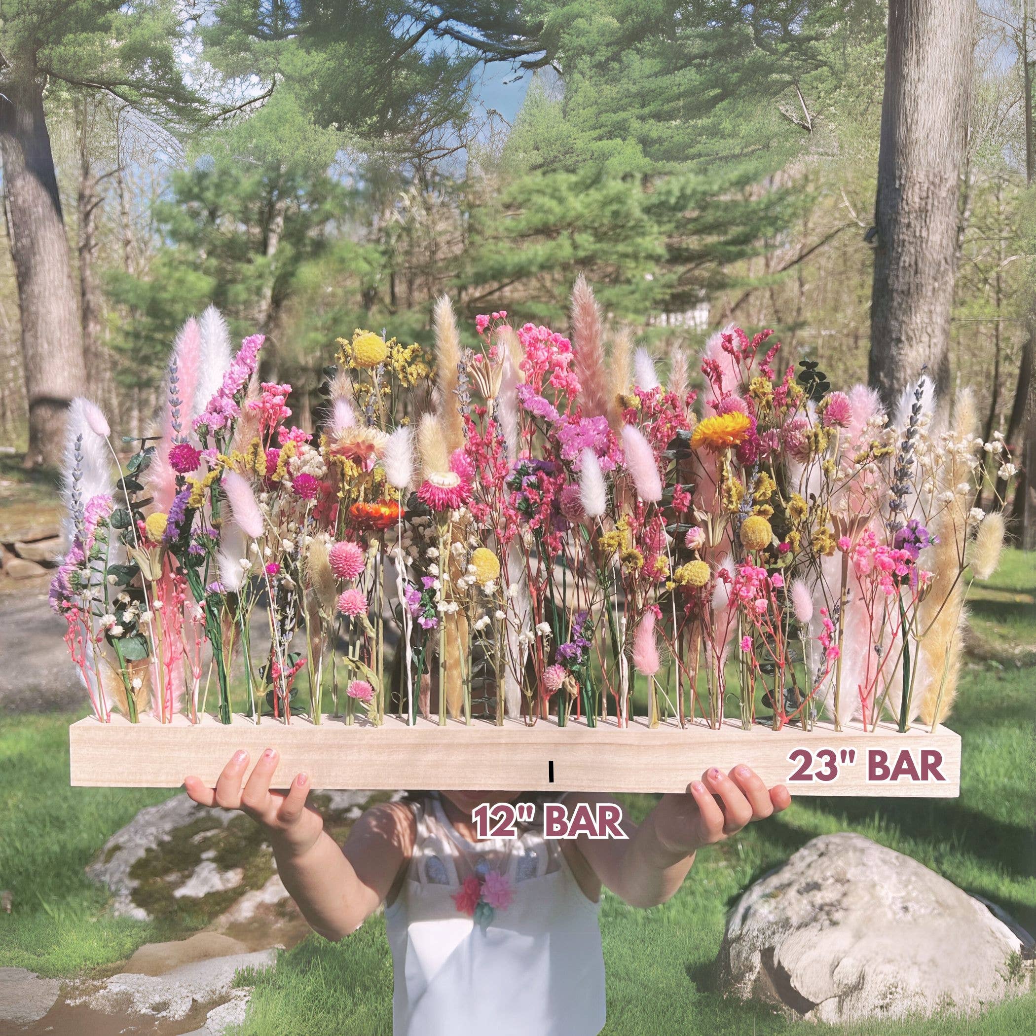 Petal And Press - Wholesale Dried/Pressed Flowers - Dried Flowers Bouquet with Wood Bar, Wooden vase0