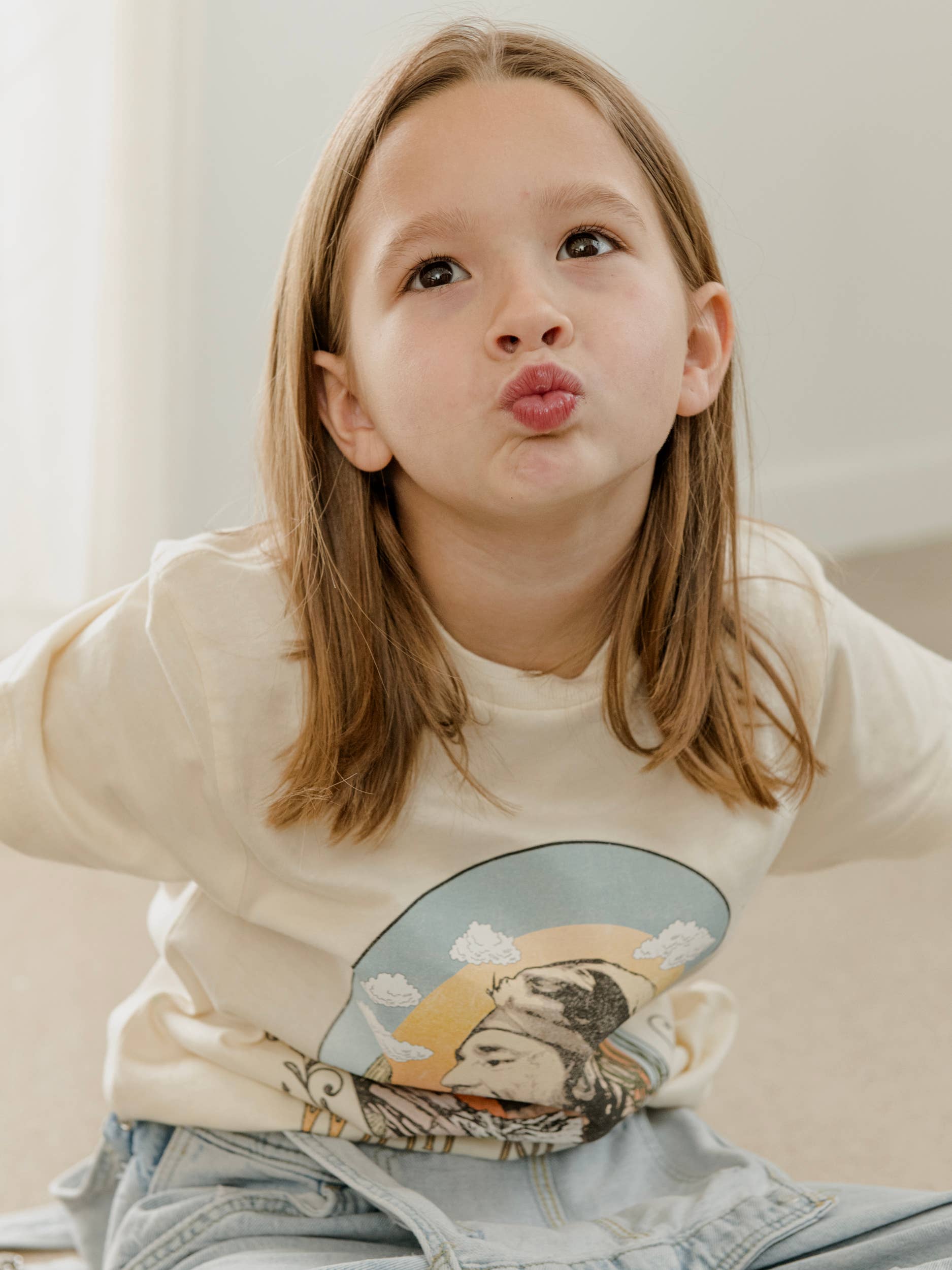 LivyLu - Wholesale Screen Printed T-Shirt - Kids - Children's Willie Nelson In the Sky Oatmeal Graphic Tee4