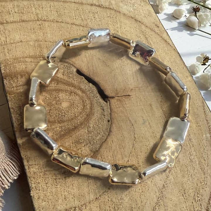 Mixed Block Bead Stretch Bracelet BR241M for wholesale by Jess & Lou