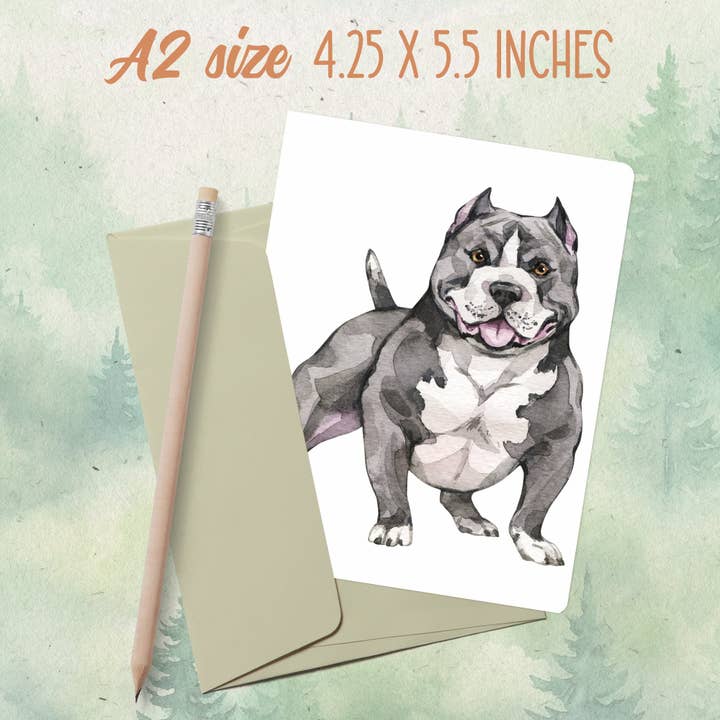 Handmade American Bully dog greeting card for wholesale by Soul Familiar