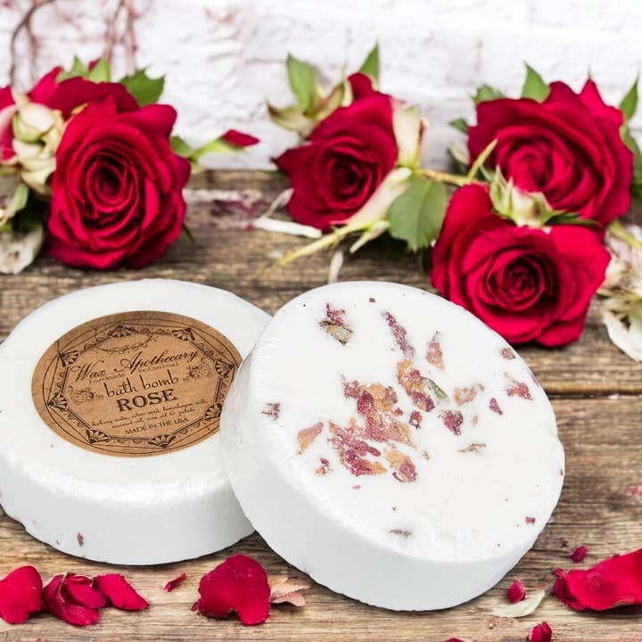 Rose Botanical Bath Bomb for wholesale by Wax Apothecary