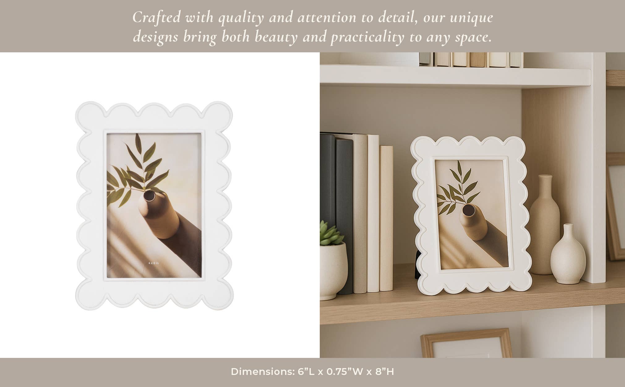 White Photo Frame - Resin with Decorative Scalloped Edge for wholesale on Faire11