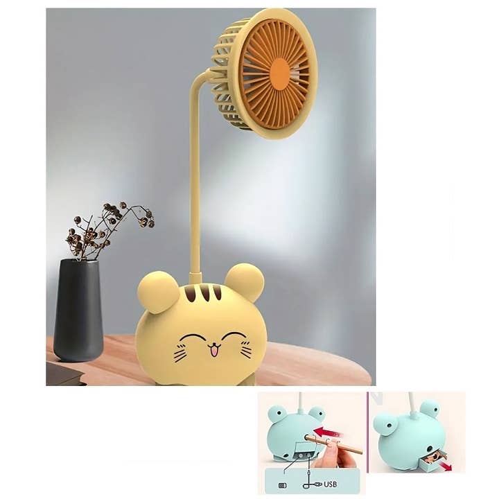 Assorted Smile Kitty Handheld Desktop Rechargeble Fan for wholesale on Faire1