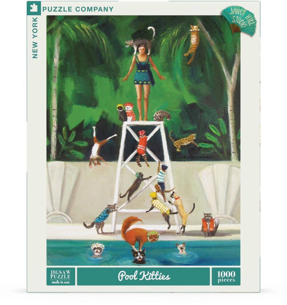 New York Puzzle Company - Wholesale Puzzle - Adult - Pool Kitties - 1000 Piece Jigsaw Puzzle1