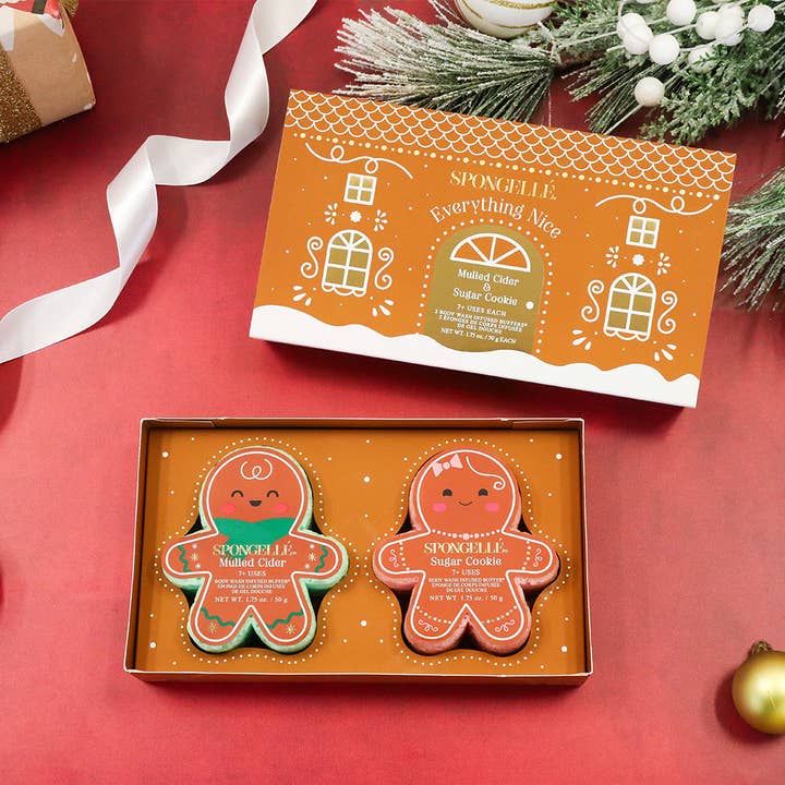 Spongellé - Wholesale Bath Pouf/Sponge - Everything Nice Gingerbread Holiday Gift Set Christmas Gift