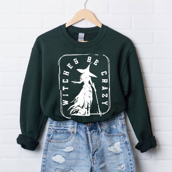 Witches Be Crazy Rectangle | Sweatshirt | Halloween for wholesale by Olive And Ivory Wholesale