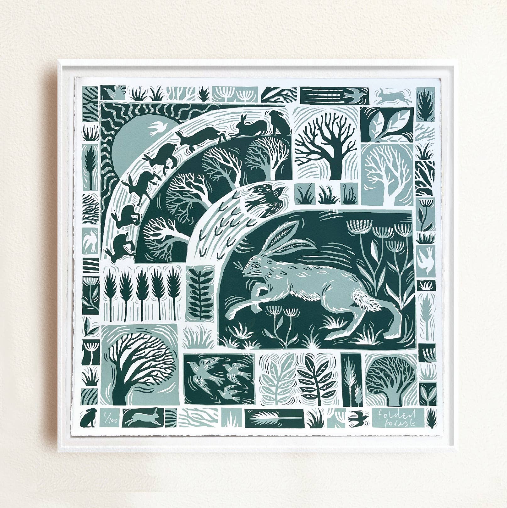Folded Forest – wholesale Art print – Limited Edition Screen Print - Field's Edge - Hare
