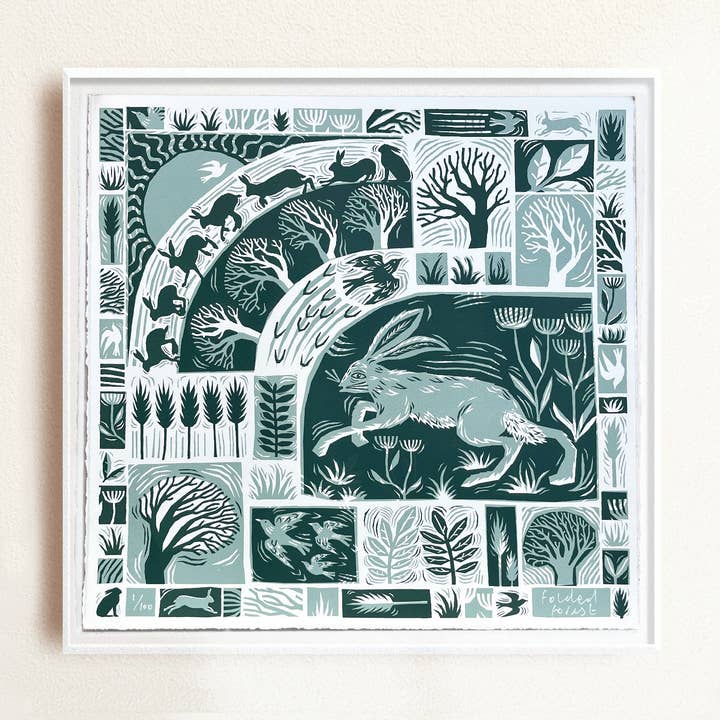 Folded Forest – wholesale Art print – Limited Edition Screen Print - Field's Edge - Hare0