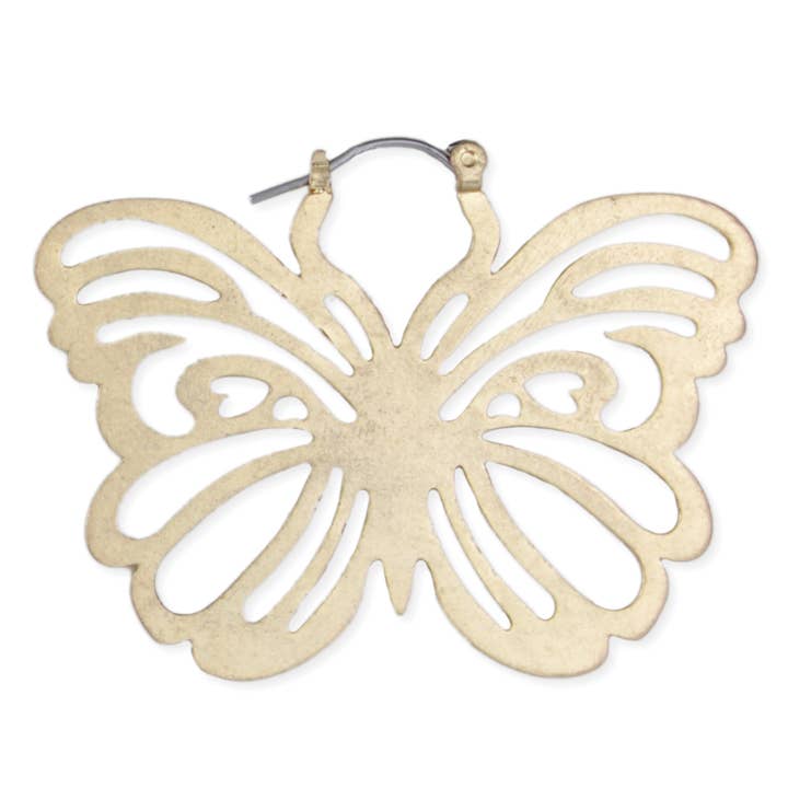 Flying Butterfly Gold Hoop Earrings for wholesale by ZAD
