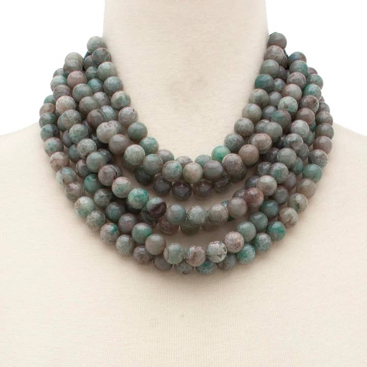 anbfashion - Wholesale Beaded/Pearl Necklace - * CHUNKY BEADED LAYERED NECKLACE Faux leather neck magnetic