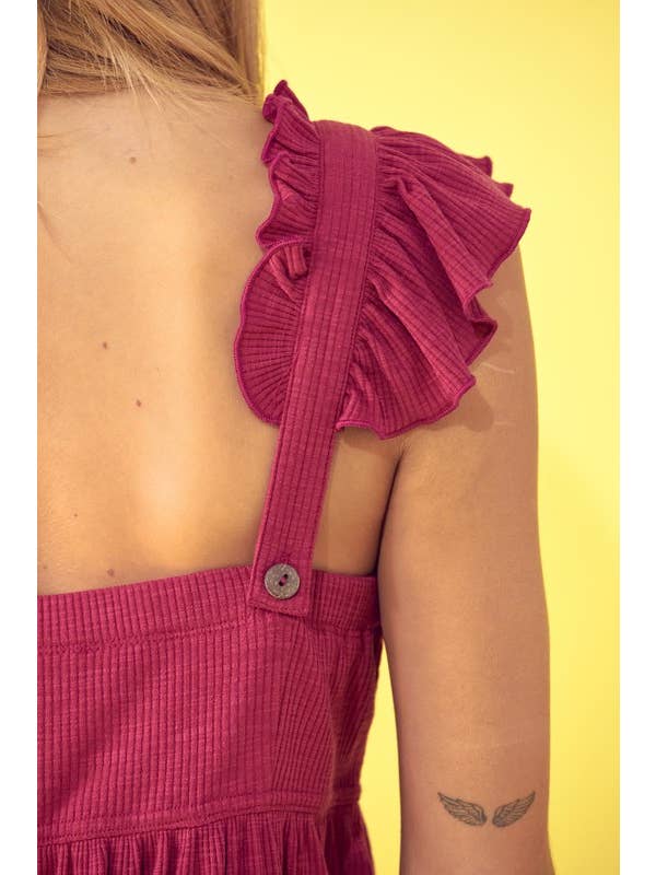 Bianco Off Top Babydoll lavorato a costine, cinturino arricciato, bottoni sul retro - 40075T in vendita all'ingrosso su Faire4