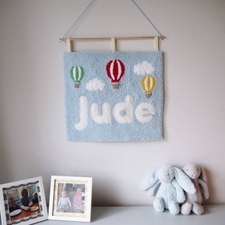 Personalised Nursery Wall Art with Hot Air Balloons for wholesale by Brown Betty Blue
