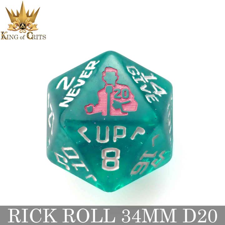 DNDDICE.COM – wholesale Dice – Rick Rolled - 34mm D20