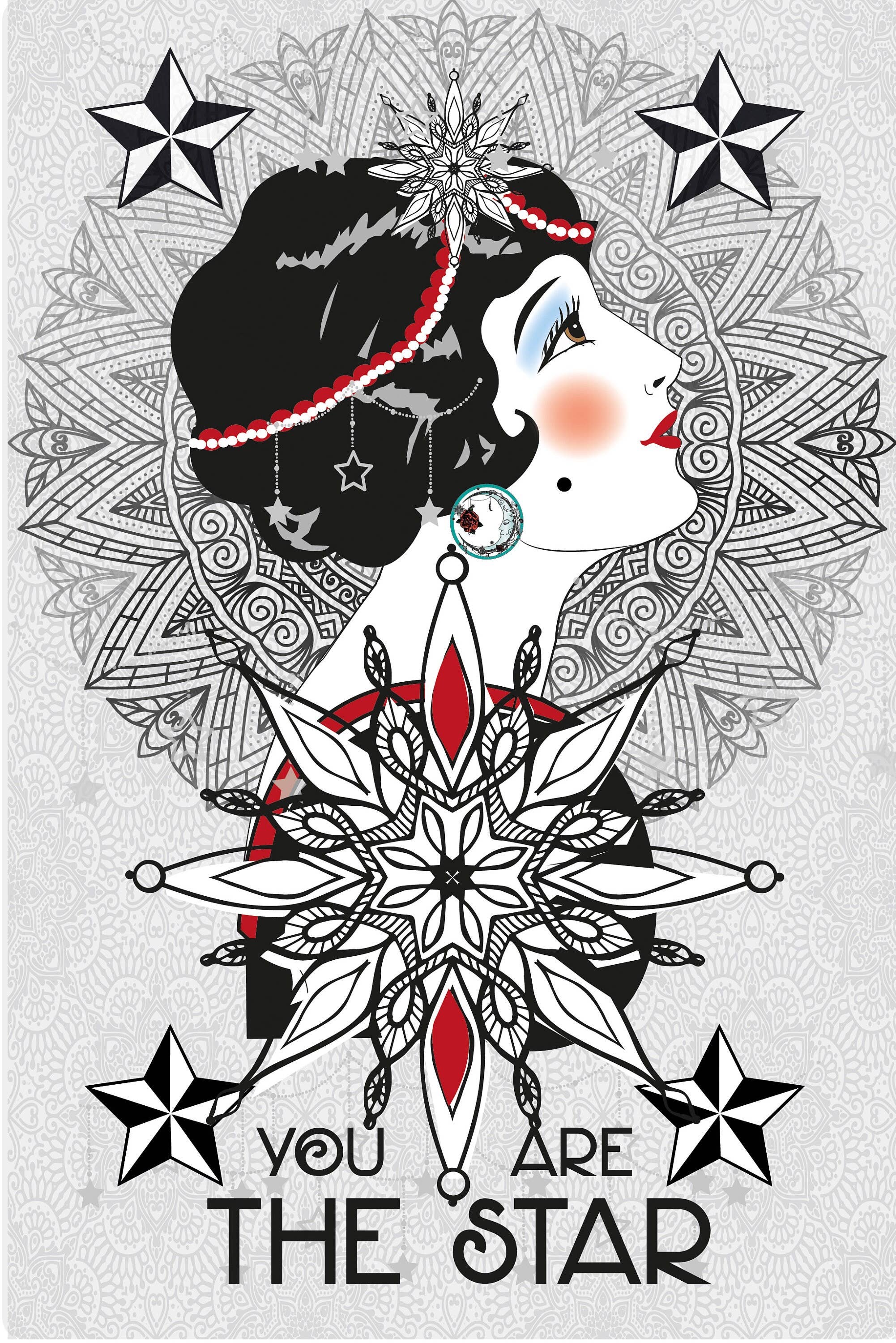 Rosie Rose Parker – wholesale Art print – Star and lady print whimsical unusual print illustration9