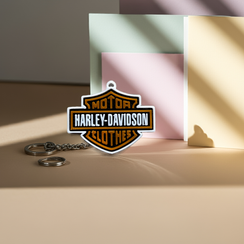 ABG 3D Prints – Engroshandel Nøglering - Unisex – Harley-Davidson nøglering hvid, sort & orange1